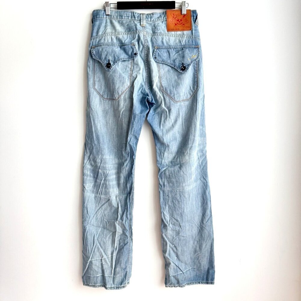 Vintage Ed Hardy Light Wash Relaxed fit 100% Cotton Lightweight Jeans 34x34